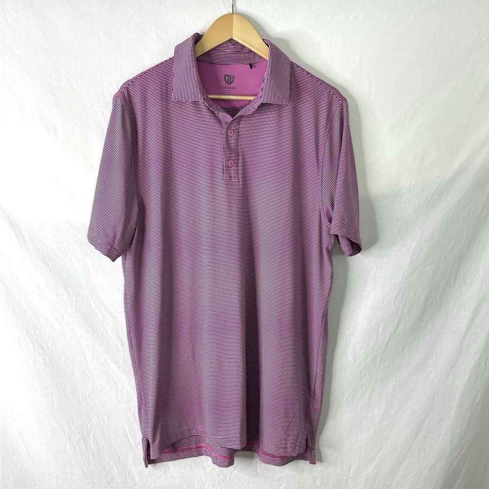 Graham Luxe Polo Shirt Mens Large L Performance Stretch